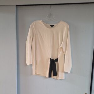 Women's Cream Top with Black Bow